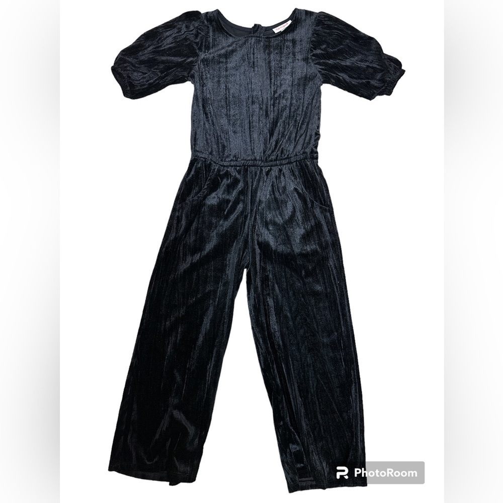 Cat & Jack Girls Black Velour Dressy Shortsleeved Romper Jumpsuit XS (4/5)